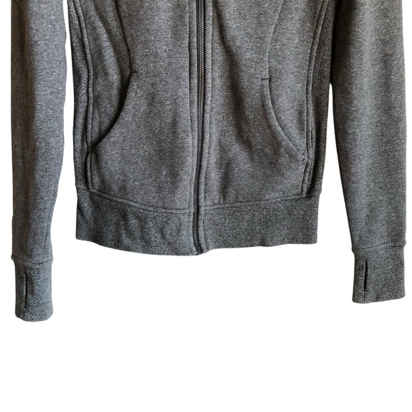 Lululemon Scuba Hoodie Light Cotton Fleece Size 2 Heathered Speckled Black Grey - Picture 8 of 16